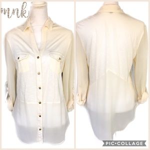 mnk Cream Super Soft/Sheer Tunic Top Size L